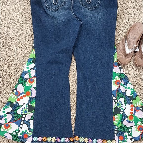 2675 Size 16WP 1946 Upcycled Stretch Bell-Bottoms - Picture 4 of 6